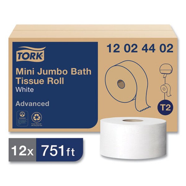 Advanced Mini-Jumbo Roll Bath Tissue, Septic Safe, 2-Ply, White, 3.48