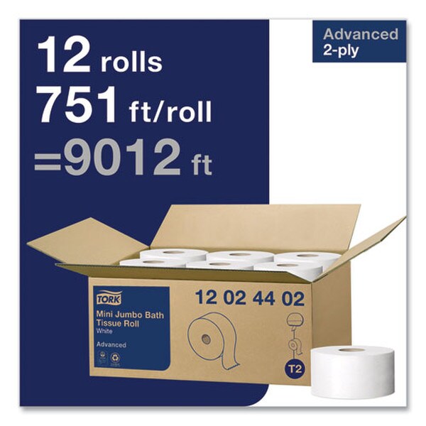 Advanced Mini-Jumbo Roll Bath Tissue, Septic Safe, 2-Ply, White, 3.48